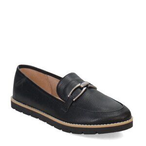 Lifestride Black United Loafers Faux Leather Pull On Comfy Workwear Size 10
